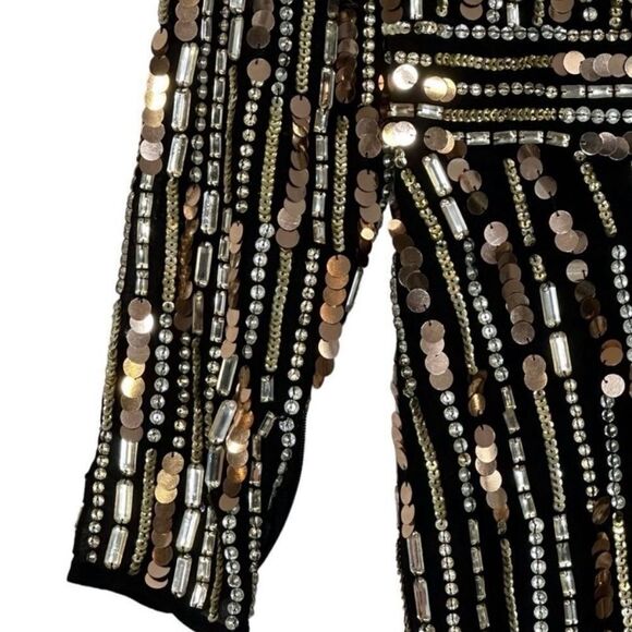 Mac Duggal 93590 Embellished High Neck Long Sleeve Midi Dress| Size 8 - Picture 5 of 12